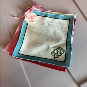 NEW Anthropologie Christmas Holiday Candy Cocktail Napkin Set